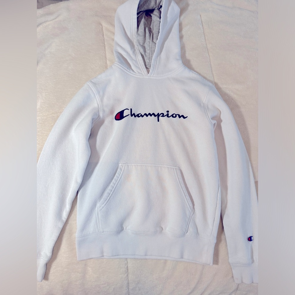 White Champion Hoodie (youth large)